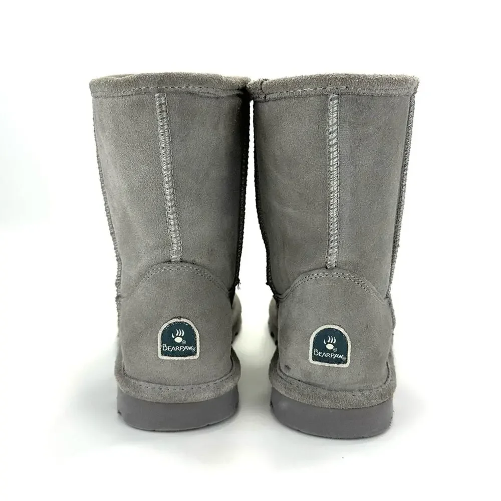 BearPaw Elle Big Girls Winter Boot Size 5 Gray Suede Wool Waterproof Short Boot